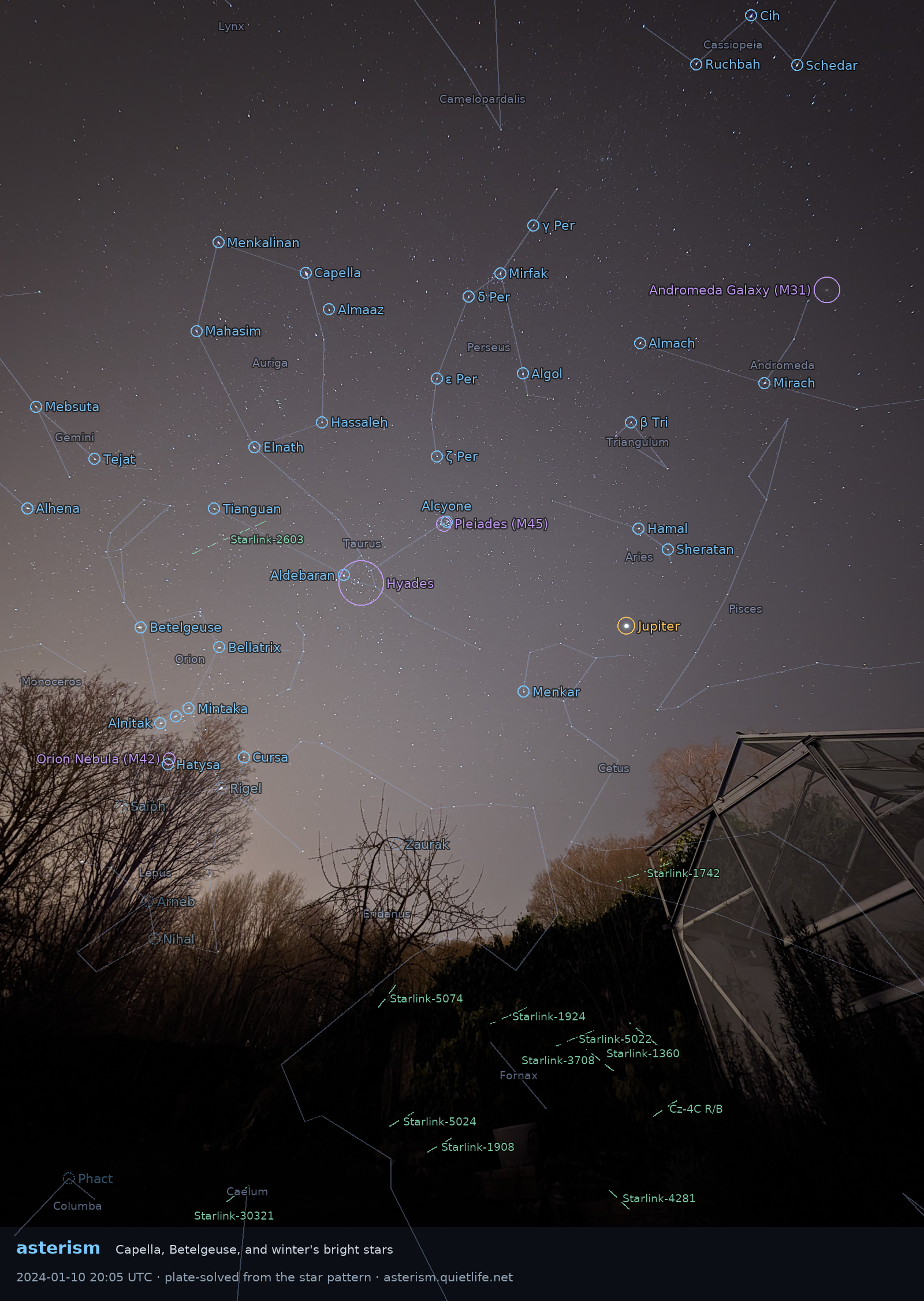 Wide winter view featuring Pleiades (M45) and Andromeda (M31)